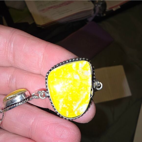 Yellow Glass Sterling Silver Bracelet (JEL ) - Picture 2 of 8